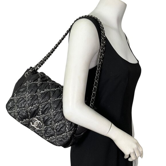 CHANEL Nylon Quilted Tweed Stitch Bubble Flap Bag - Picture 2 of 8
